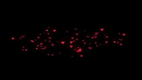 A cloud of hearts appears on a dark background. Animation of many hearts Stock Illustration