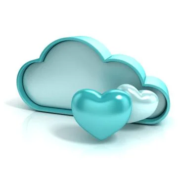 Cloud with hearts. Favorite storage 3D computer icon イラスト素材