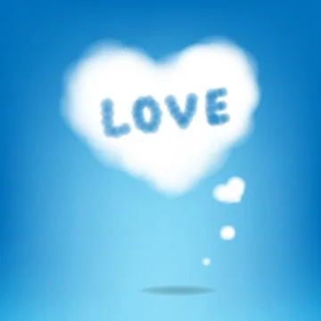 Cloud from hearts with text Stock Illustration