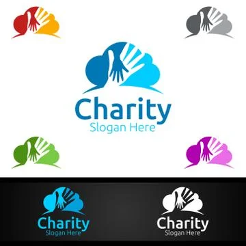 Cloud Helping Hand Charity Foundation Creative Logo for Voluntary Church or C Stock Illustration