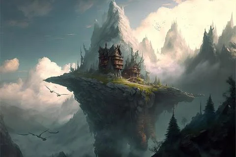 On A Cloud In The Hills Stock Illustration