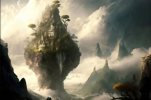 On A Cloud In The Hills Stock Illustration