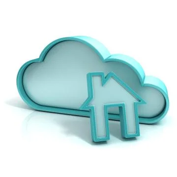 Cloud home 3D computer icon Stock Illustration