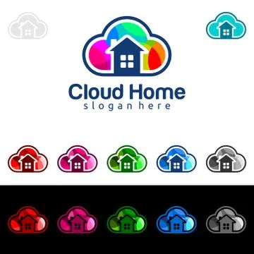 Cloud Home, Real Estate vector logo design with House and cloud shape, Repres Stock Illustration