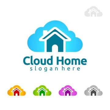 Cloud Home, Real Estate vector logo design with House and cloud shape, Repres Stock Illustration
