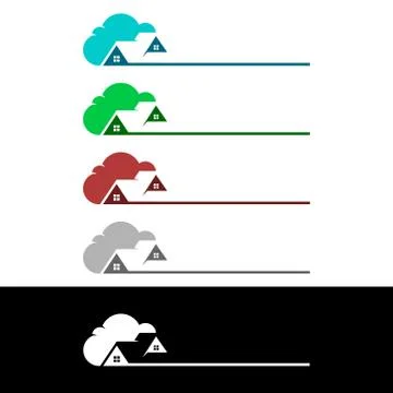 Cloud Home, Real Estate vector logo design with House and cloud shape, Repres Illustrazione stock