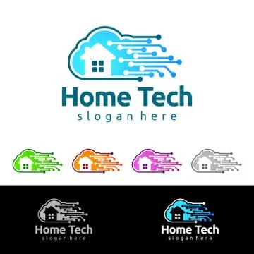Cloud Home, Real Estate vector logo design with House and cloud shape, Repres Stock Illustration