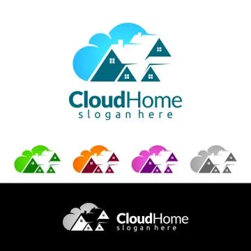 Cloud Home, Real Estate vector logo design with House and cloud shape, Repres 스톡 일러스트
