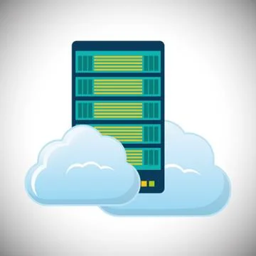 Cloud hosting data center icon Stock Illustration