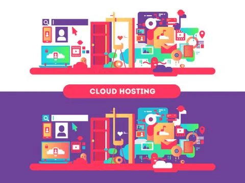 Cloud hosting design Stock Illustration