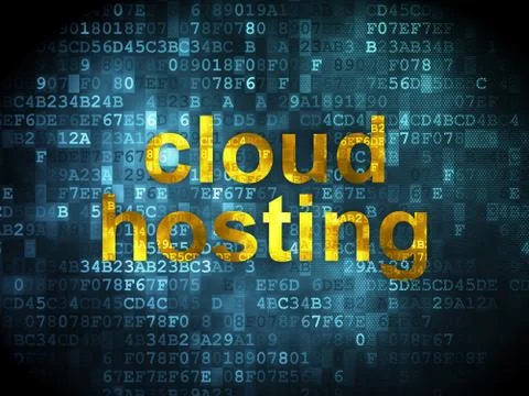 Cloud Hosting on digital background 스톡 일러스트