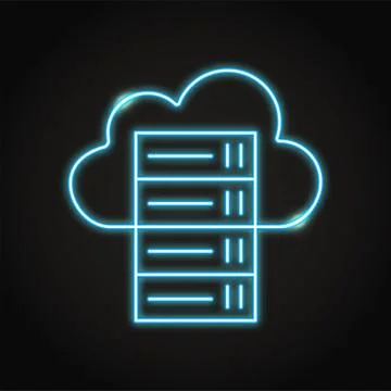 Cloud hosting icon in neon line style Stock Illustration