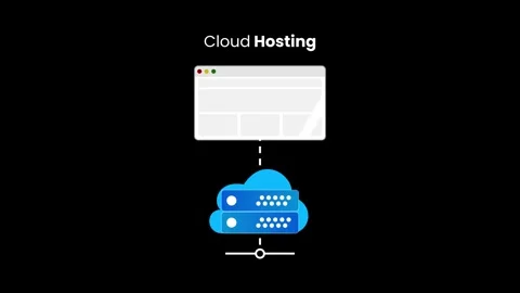 Cloud Hosting Infrastructure Animation on Black Background | Web Server and.. Stock Footage 328589410