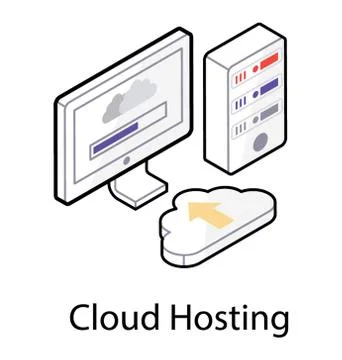 Cloud hosting in isometric icon Stockillustratie