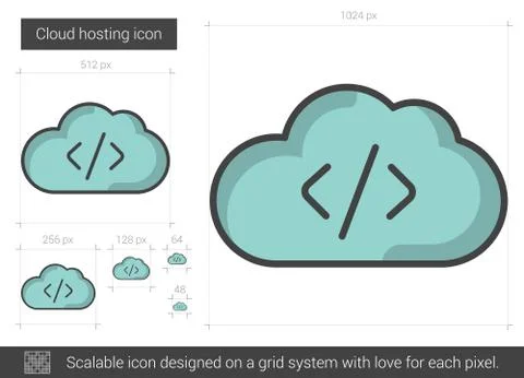 Cloud hosting line icon Illustrazione stock