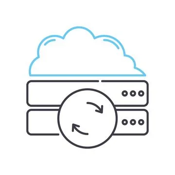 Cloud hosting management line icon, outline symbol, vector illustration, concept Stock Illustration