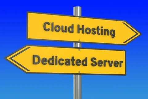 Cloud hosting or dedicated server concept, 3D rendering Stock Illustration