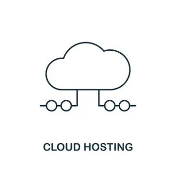 Cloud Hosting outline icon. Thin line style from big data icons collection Stock Illustration