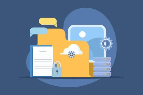 Cloud hosting security concept protecting data Illustrazione stock