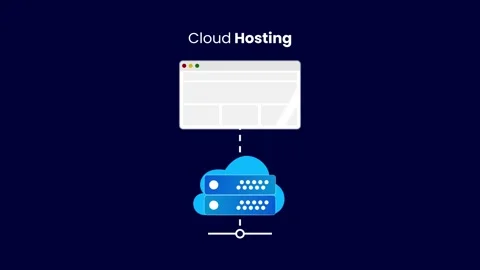 Cloud Hosting Server Animation on Navy Blue Background Stock Footage 328589401