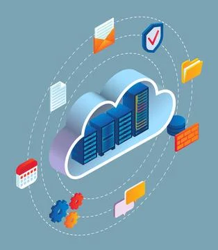 Cloud hosting service for virtual data storage Stock Illustration