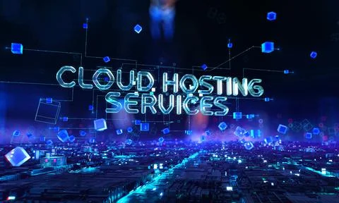 Cloud Hosting Services- businessman working touching with augmented virtual Illustrazione stock