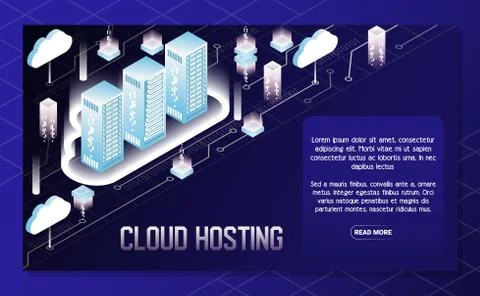 Cloud hosting vector isometric illustration Stock Illustration