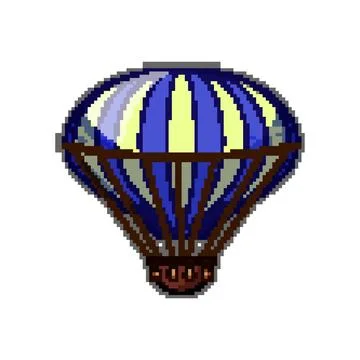 Cloud hot air balloon pixel art vector illustration Stock Illustration