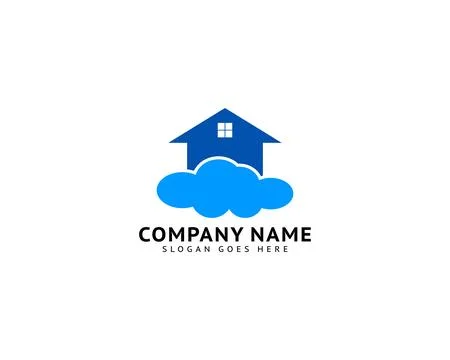 Cloud House Logo Design Template Stock Illustration