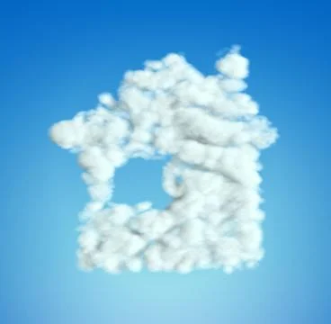 Cloud house symbol shape over blue sky Stock Illustration