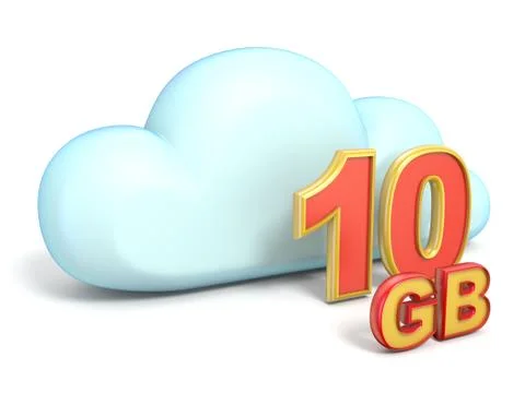 Cloud icon 10 GB storage capacity 3D Stock Illustration