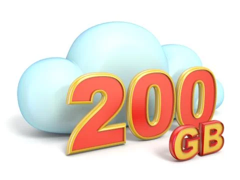 Cloud icon 200 GB storage capacity 3D 스톡 일러스트
