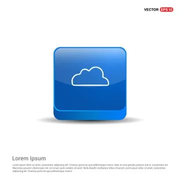 Cloud Icon - 3d Blue Button 스톡 일러스트