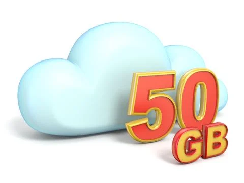 Cloud icon 50 GB storage capacity 3D Illustrazione stock