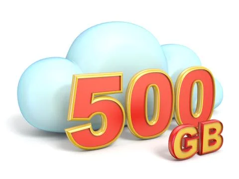 Cloud icon 500 GB storage capacity 3D Illustrazione stock