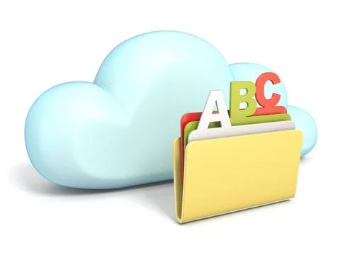 Cloud icon ABC folder 3D Cloud icon ABC folder 3D rendering isolated on wh... Stock-Fotos