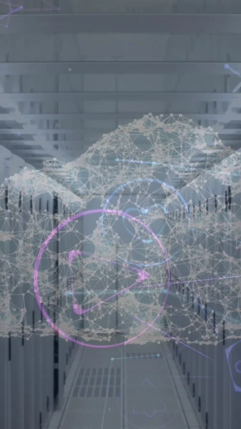 Cloud icon against empty server room Stock Footage 323911061