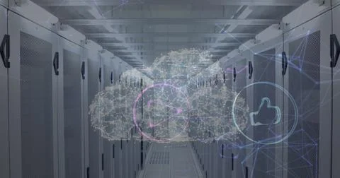 Cloud icon against empty server room Foto stock
