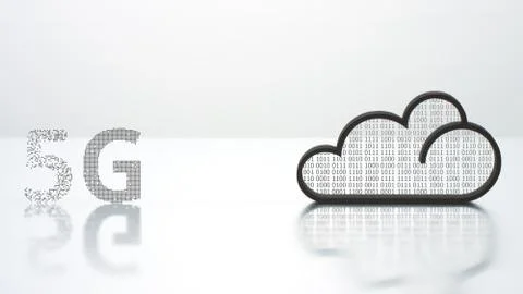 Cloud icon and 5G text. Modern computer technology concept Foto stock