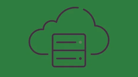 Cloud icon and on black outline isolated on green screen background Stock Footage 336954624