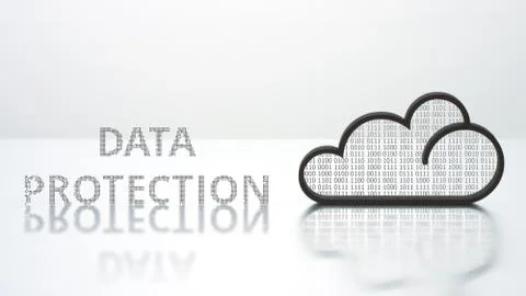 Cloud icon and DATA PROTECTION text. Modern computer technology concept 스톡 사진