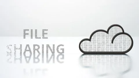 Cloud icon and FILE SHARING text. Modern computer technology concept 스톡 일러스트