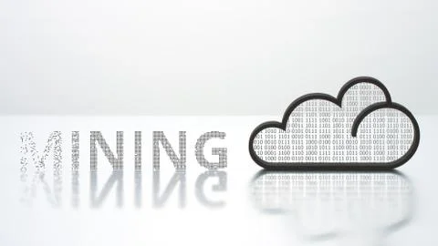 Cloud icon and MINING text. Modern computer technology concept イラスト素材