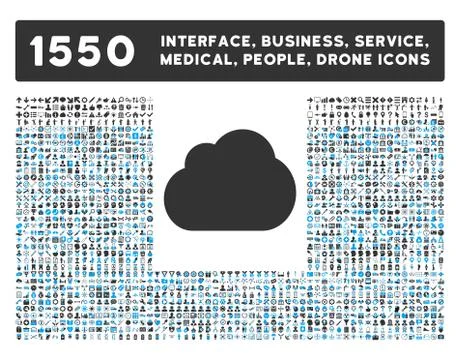 Cloud Icon and More Interface, Business, Tools, People, Medical, Awards Flat Illustrazione stock