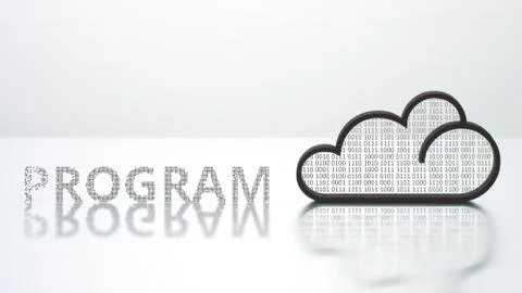 Cloud icon and PROGRAM text. Modern computer technology concept Stock Illustration