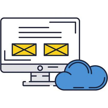 Cloud icon and vector computer with database Stock Illustration