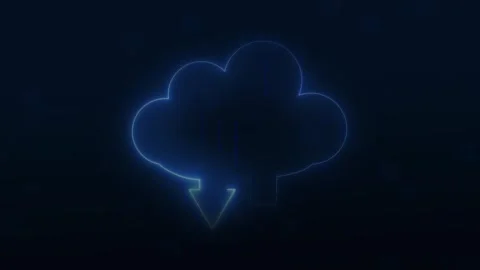 Cloud icon animation with binary download. Neon cloud icon data storage. Cl.. Stock Footage 338347882