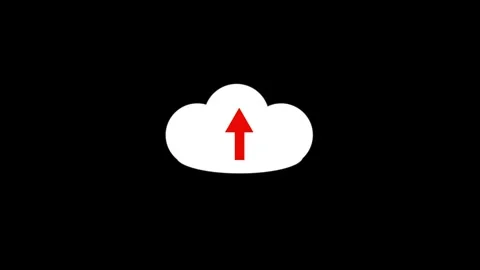Cloud icon animation with red upload arrow. Cloud icon digital data storage.. Stock Footage 337618345