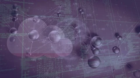 Cloud icon appearing left nodes emerging orbiting pulsing on code grid Vidéo 317660424