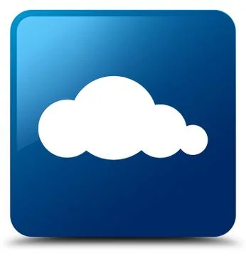 Cloud icon blue square button Stock Illustration